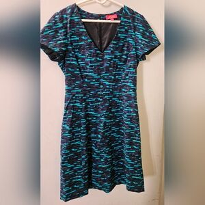 Lavia Italian Black and Blue Patterned Dress